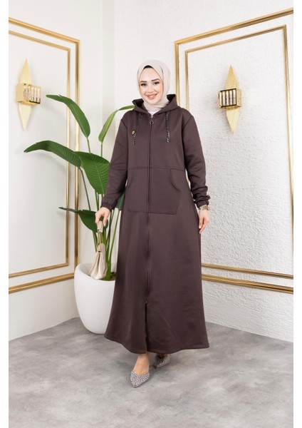 Kadın Cepli Kapüşonlu Zincir Detaylı Scuba Kumaş Kap fiyatları