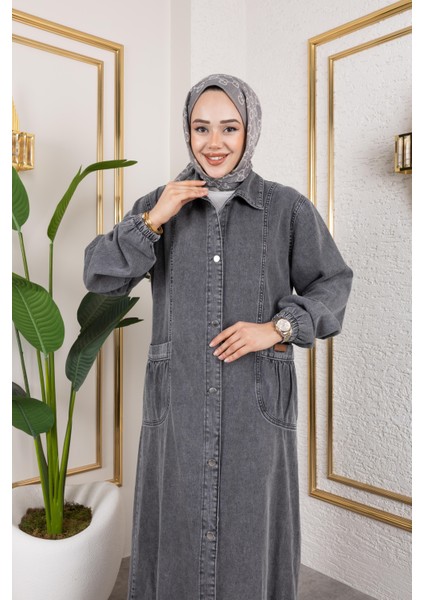 Kadın Düğmeli Cepli Kar Yıkamalı Denim Kot Kap fırsatları