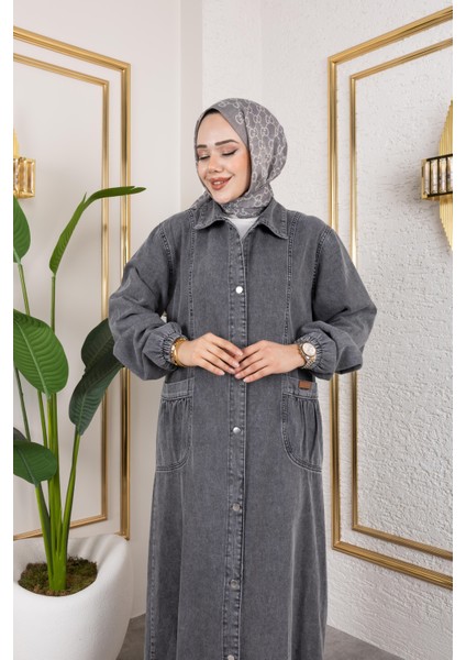 Kadın Düğmeli Cepli Kar Yıkamalı Denim Kot Kap indirimleri