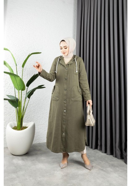 Kadın Düğmeli Cepli Gabardin Kap modelleri