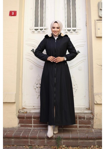 Kadın Fermuarlı Cepli Kapüşonlu Bondit Mont fırsatları