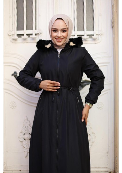 Kadın Fermuarlı Cepli Kapüşonlu Bondit Mont indirimleri