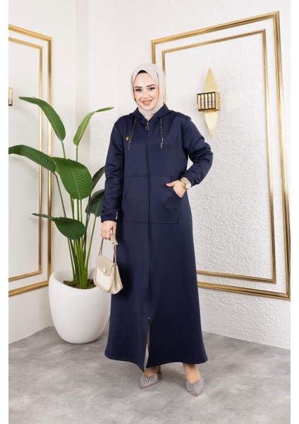 Kadın Cepli Kapüşonlu Zincir Detaylı Scuba Kumaş Kap fiyatları