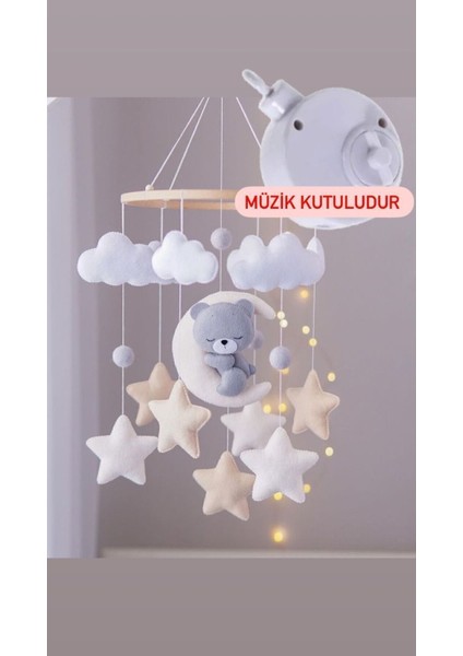 Elite Müzik Kutulu Sevimli Ayıcık Dönence / Tavan Süsü Dekoratif Ürün 1 Adet