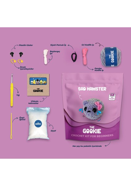 Elite Amigurumi Sad Hamster Tığ Kiti, Amigurumi Örgü Seti Tığ Işi Örgü Oyuncak 1 Adet fırsatları