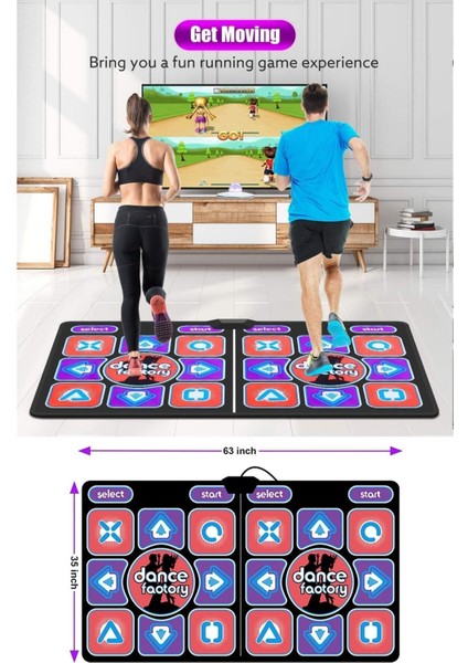 Elite Tv Dans Halısı Yoga Matı Oyun Halısı Çift Kullanıcı Kablosuz Oyun Konsolu Gamepad 4K Renkli Lamba 1 Adet