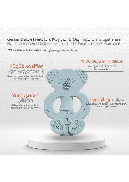 Elite Hero Bebek Diş Kaşıyıcı & Diş Fırçalama Eğitmeni Mint Yeşil - Bebek Diş Kaşıma Dişlik Yeşil 1 Adet modelleri