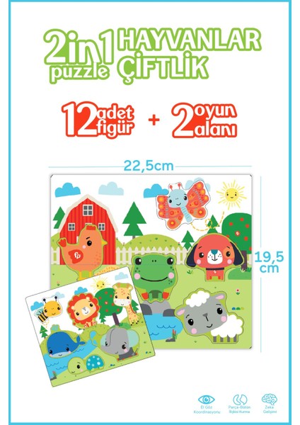 Elite Tak Çıkar Hayvanlar Eğitici Puzzle 2li Dikkat Gelişimi 1 Adet fiyatları