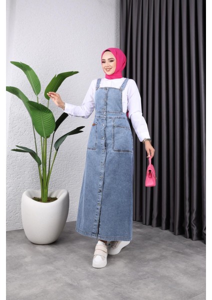 Kadın Kar Yıkamalı Kot Salopet modelleri