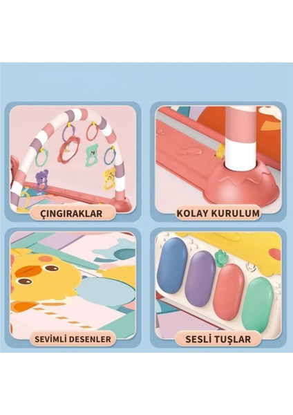 Elite Oyun Halısı | Piyanolu Işıklı Müzikli Ördek Tasarım Bebek Oyun Halısı |aktivite ve Gelişim Minderi 1 Adet modelleri
