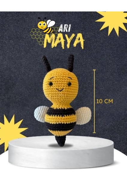 Elite El Yapımı Arı Maya Amigurumi Anahtarlık & Çanta Süsü 10 cm – %100 Pamuk Örgü Şirin Tasarım 1 Adet