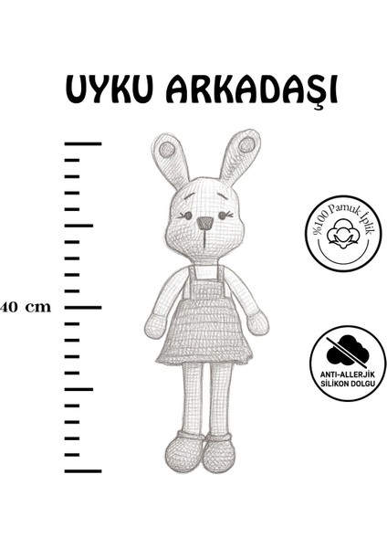 Elite El Yapımı Amigurumi Tavşan Bebek Uyku Arkadaşı - Zeytin Elbiseli 1 Adet indirimleri