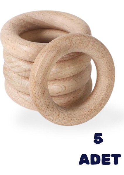 Elite Ahşap Diş Kaşıyıcı Halka 5 cm 5 Adet 1 Adet
