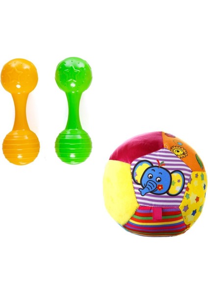 Elite 3 'lü Set Iki Adet Maracas Çıngırak ve Çıngıraklı Topum 13 cm 1 Adet