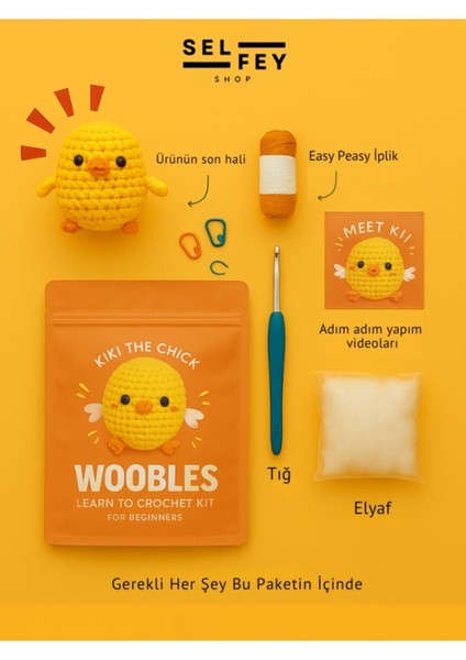 Elite Amigurimi Kiki The Chick Tığ Kiti, Amigurimi Yavru Kuş Örgü Seti 1 Adet fiyatları
