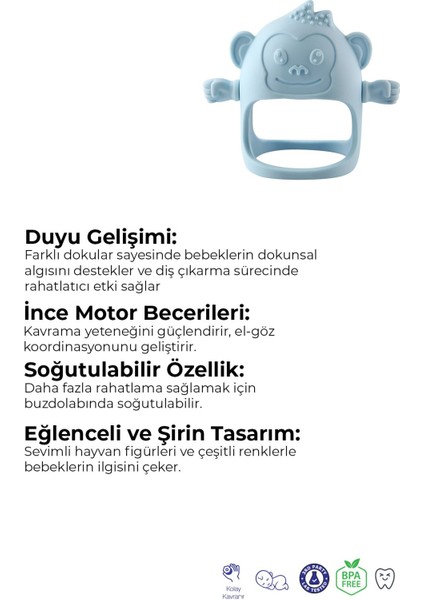 Elite Silikon Bebek Diş Kaşıyıcı - Diş Kaşıma Eldiveni - Silikon Eldiven Dişlik Maymun 1 Adet modelleri