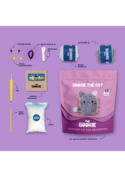 Elite Amigurumi Kedi Tığ Kiti, Amigurumi Örgü Seti, Tığ Işi Amigurumi Örgü Oyuncak Seti 1 Adet fırsatları