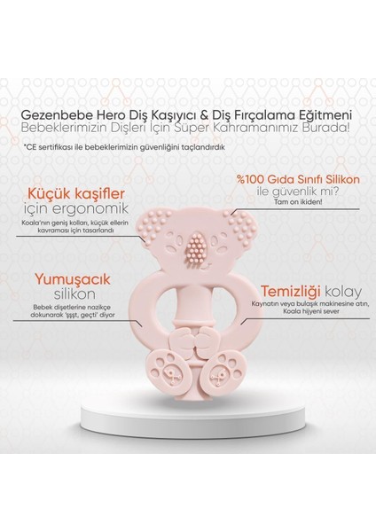 Elite Hero Bebek Diş Kaşıyıcı & Diş Fırçalama Eğitmeni Rose Pembe, Dişlik 1 Adet modelleri