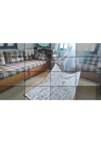 Elite Su Geçirmez Makinada Yıkanabilir Tekrar Boyanabilir Boyama Örtüsü 100X150(BOYAMA Kalemi Hediyeli) 1 Adet