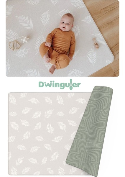 Elite Dwinguler Latte Palm & Hills - Çift Taraflı Premium Dolgulu Oyun Matı Oyun Halısı 210CMX140CMX1,3CM 1 Adet