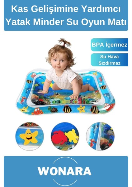 Elite Dayanıklı Bpa Içermez Güvenli Eğlenceli Bebek Kas Gelişimine Yardımcı Yatak Minder Su Oyun Matı 1 Adet