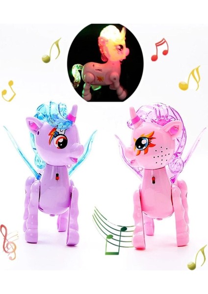 Elite Bebeklerin Emekleme Arkadaşı Sesli Işıklı Yürüyen Unicorn Oyuncak 1 Adet 1 Adet
