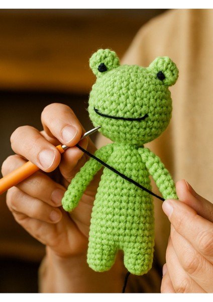 Elite Kurbağa Amigurumi Tığ Kiti, Amigurumi Örgü Seti, Tığ Işi Amigurumi Örgü Oyuncak Seti 1 Adet fiyatları