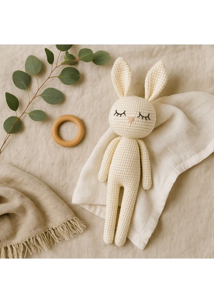 Elite El Örgüsü Amigurumi Tavşan Oyuncak – Uyku Oyuncağı - %100 Pamuk Iplikten 1 Adet