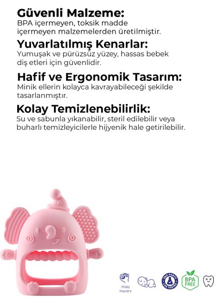 Elite Silikon Bebek Diş Kaşıyıcı - Diş Kaşıma Eldiveni -Silikon Eldiven Dişlik Fil 1 Adet fiyatları