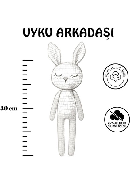 Elite El Örgüsü Amigurumi Tavşan Oyuncak – Uyku Oyuncağı - %100 Pamuk Iplikten 1 Adet
