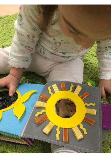 Elite 3-12 Ay Montessori Eğitici Bebek Aktivite Kitabı Kedi Kapak Tasarım Kırmızı 1 Adet