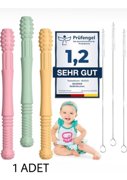 Elite Duyusal Diş Kaşıyıcı Sarı-Oral Motor Terapi-Oral Keşif-Dişlik-Çiğneme Tüpü- Beslenme Tüpü 1 Adet