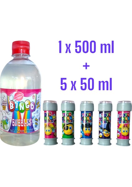 Elite 5 Adet 50ML Üflemeli Köpük Oyunu + 1 Adet 500ML Baloncuk Likiti 1 Adet