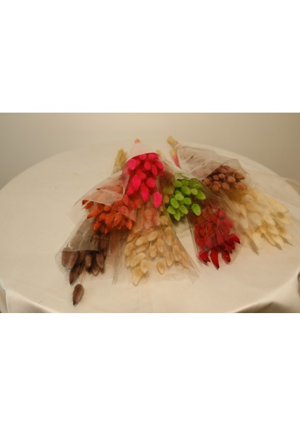 Doğal Kurutulmuş Pamuk Otu, Tavşan Kuyruğu Gelin Buketi Aranjman Çiçeği Lagurus Otu Çiçeği