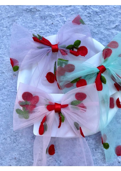 Kirazlı Nakışlı Tül Fiyonk Toka 1 Adet fiyatları