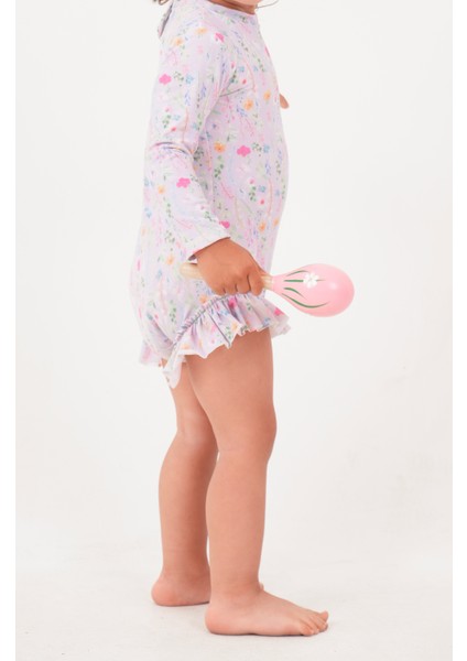 UV Korumalı Çiçek Desenli Kız Çocuk Mayo fırsatları