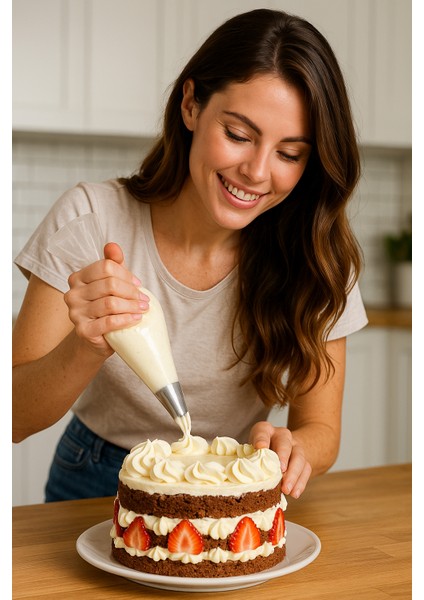 Krema Sıkma Torbası 25 cm – 50'li Tek Kullanımlık Kaliteli Pasta Süsleme Torbası