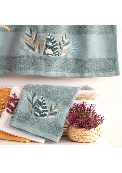 Kayra - %70 Bambu / %30 Pamuk Nakışlı El Havlusu - 6'lı Set 50X90 modelleri
