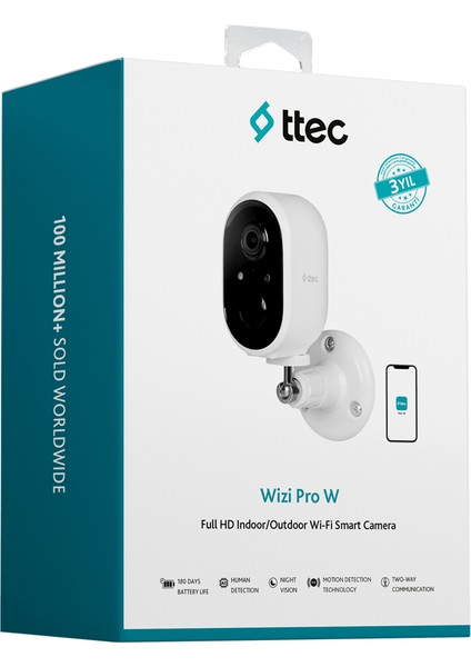 Wizi Pro W Full Hd Iç/dış Mekan Bataryalı Wi-Fi Akıllı Kamera