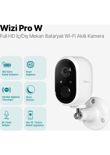 Wizi Pro W Full Hd Iç/dış Mekan Bataryalı Wi-Fi Akıllı Kamera