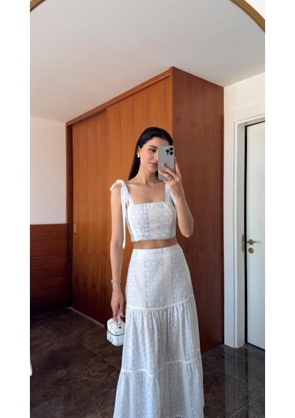 Desenli Ikili Crop-Etek Takım indirimleri