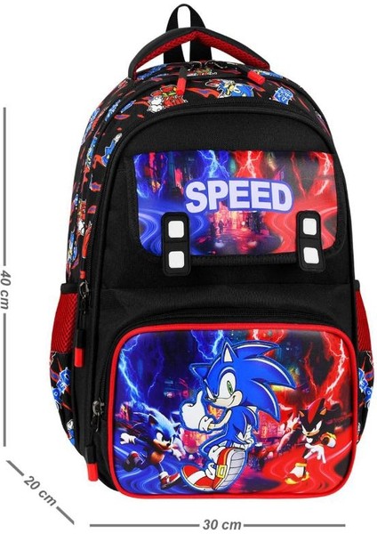 Ilkokul Çantası Sonic 3'lü Set 42*30 cm Beslenme Çantası Kalem Kutusu Ortopedik Erkek Çocuk fiyatları