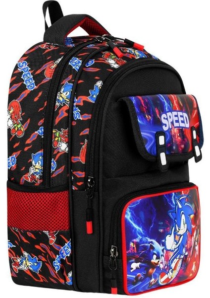 Ilkokul Çantası Sonic 3'lü Set 42*30 cm Beslenme Çantası Kalem Kutusu Ortopedik Erkek Çocuk modelleri