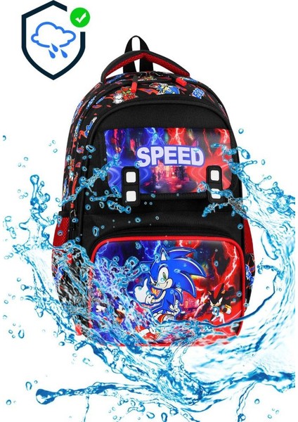 Ilkokul Çantası Sonic 3'lü Set 42*30 cm Beslenme Çantası Kalem Kutusu Ortopedik Erkek Çocuk indirimleri