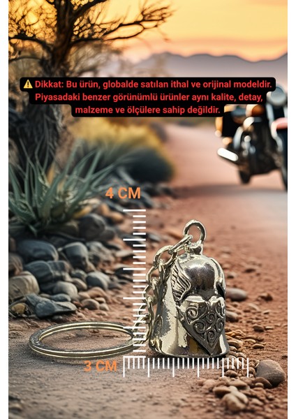 Çelik Motor Şans Çanı Guardian Bell Kanatlı Kalp Model Anahtarlık Koruyucu Motosiklet Luck Bell modelleri