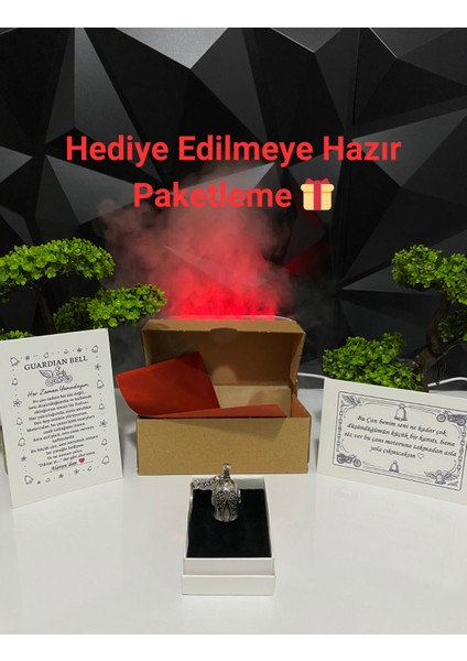 Çelik Anahtarlık Şans Çanı Guardian Bell Melek Kanadı Model Koruyucu Çelik Motosiklet Luck Bell fiyatları