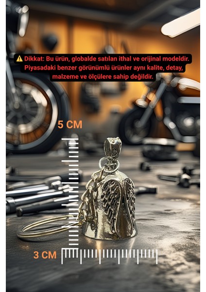Çelik Anahtarlık Şans Çanı Guardian Bell Melek Kanadı Model Koruyucu Çelik Motosiklet Luck Bell indirimleri