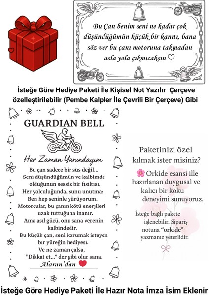Çelik Anahtarlık Şans Çanı Guardian Bell Melek Kanadı Model Koruyucu Çelik Motosiklet Luck Bell