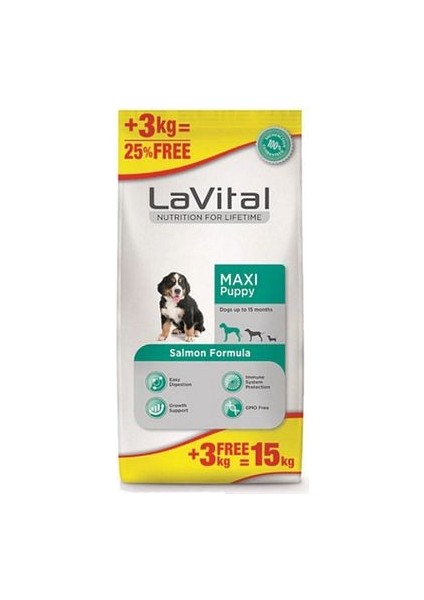 Lavital Maxi Puppy Somonlu Büyük Irk Yavru Köpek Maması 15 kg