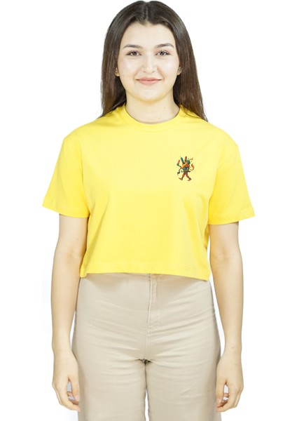 Manus Vita | Sarı Renk Baskılı Crop | Oversize fiyatları